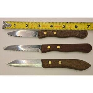 Vintage EKCO Knife Set (3) - Eterna & Vanadium Wood Handle Steak/Utility Knives